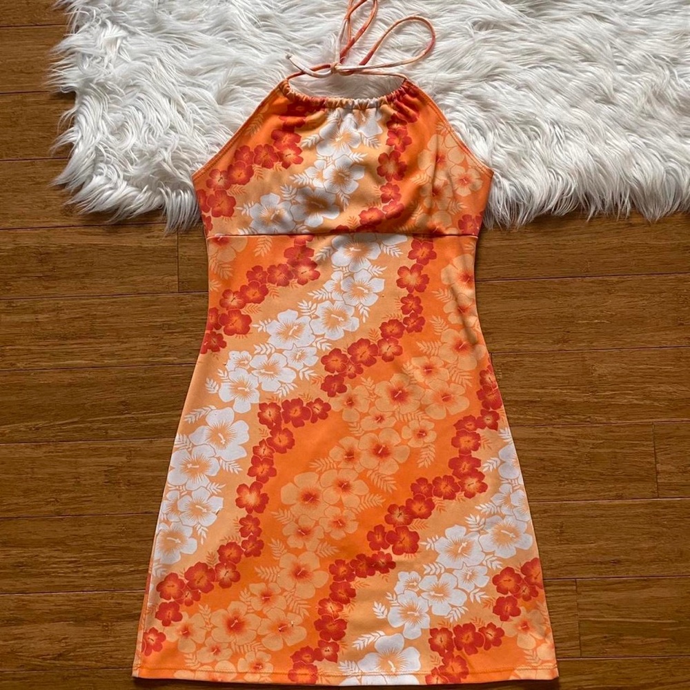 Vintage Floral Halter Mini Dress🧡